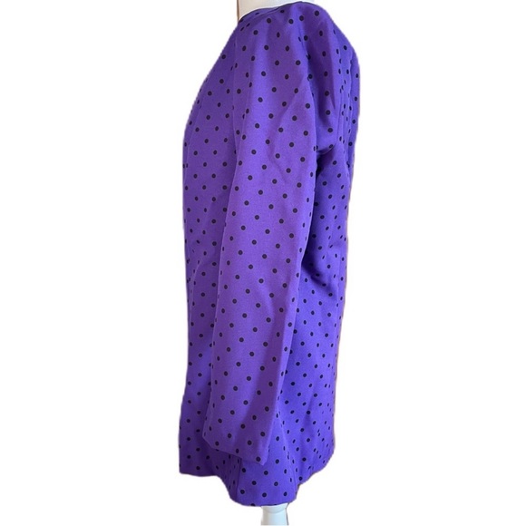 Classic Apparel Women’s Purple Black Polka Dot Jacket Blazer Size 12 - Picture 2 of 10